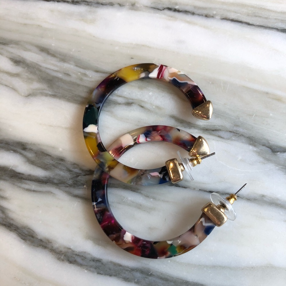 🌱Multi Resin Hoop Earrings